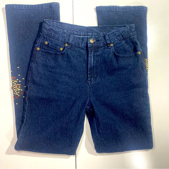 DG2 by Diane Gilman Denim - DG2 By Diane Gilman Vintage Y2K Retro High Rise Flare Bling Stud Jeweled Jean 14